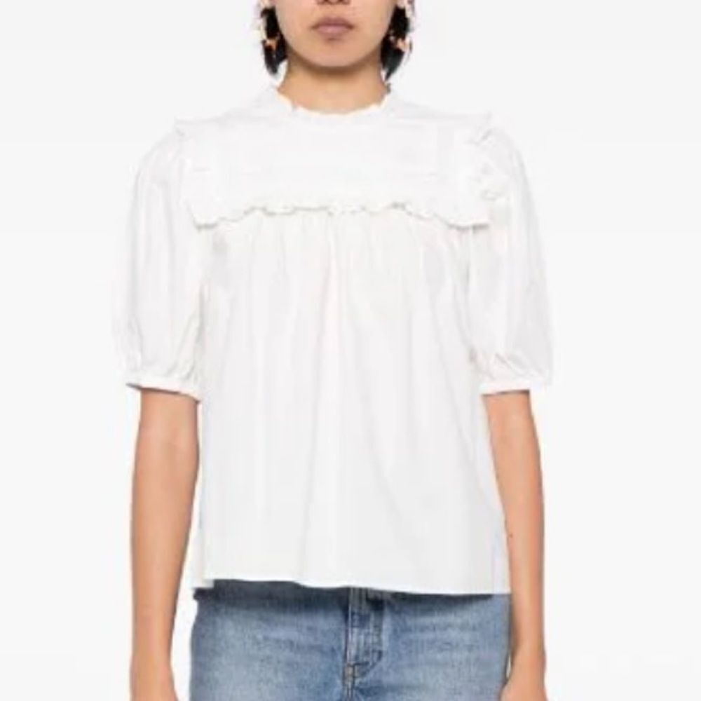 New Ulla Johnson Adeline Cotton Blouse White Size 0